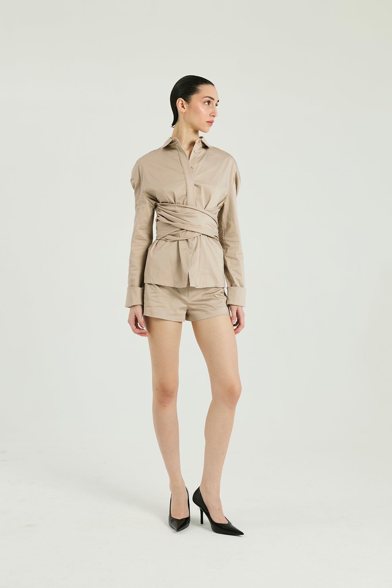 Shorts la cotone - Sabbia
