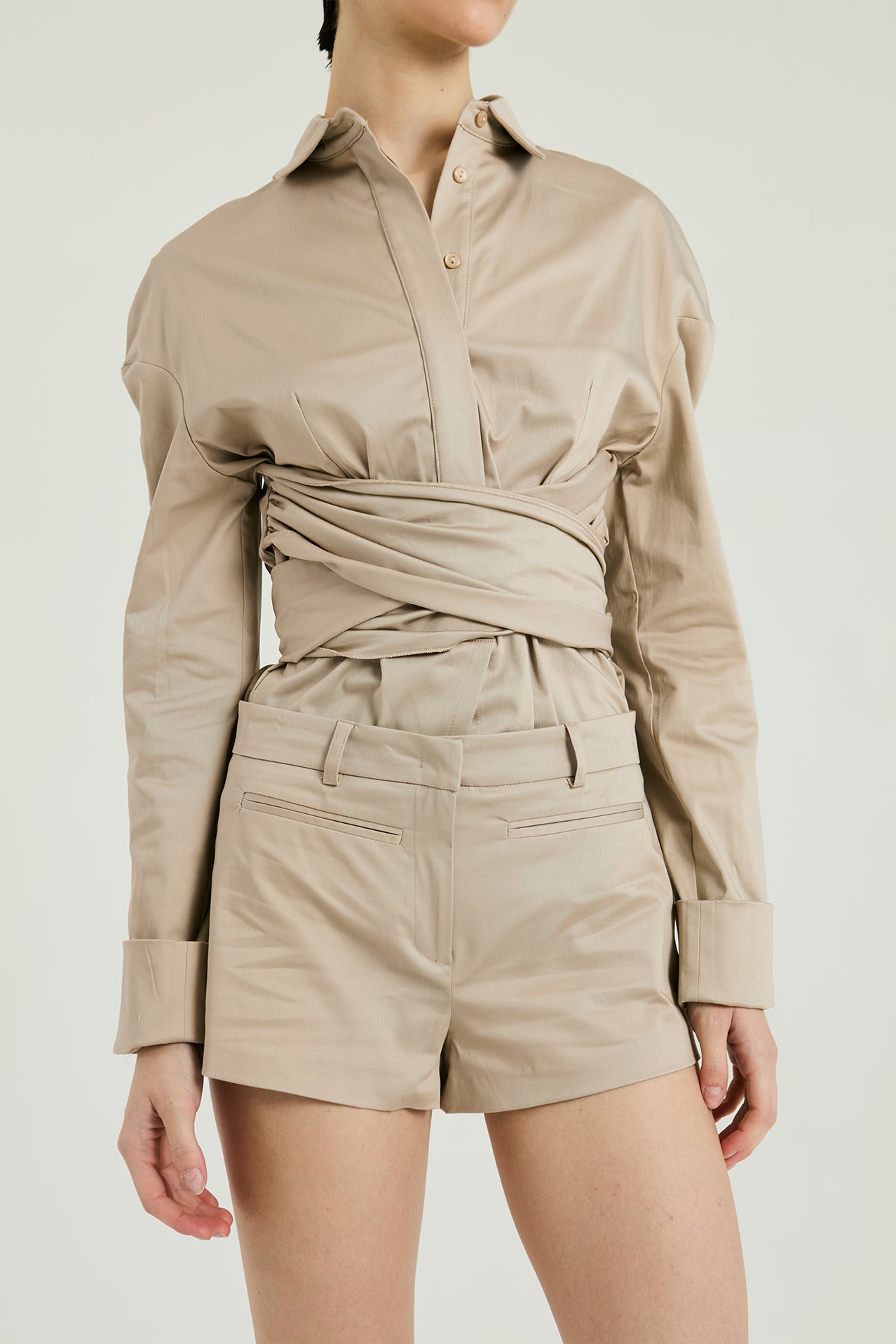 Shorts la cotone - Sabbia