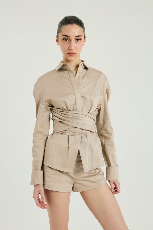 Shorts la cotone - Sabbia